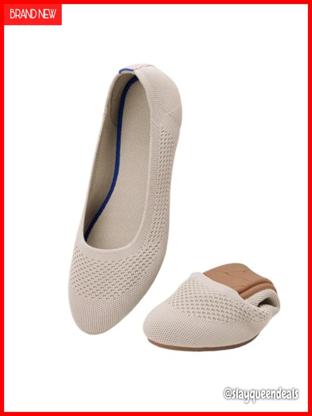Women's Ballet Flats Slip On Knit Round Toe Lightweight Machine Washable